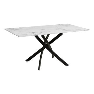 Dinning table Fylliana 102 marble and black metal legs, size 140x80x75cm
