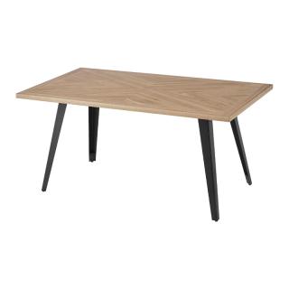 Dinner table Fylliana with wood immitation top and metallic base, size 160x80x75cm