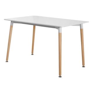 Dinning table Fylliana 901-2 in white color with wooden legs, size 140x80x75cm