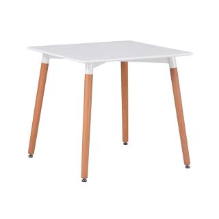 Dinning table Fylliana 901-3 in white color with wooden legs, size 80x80x75cm