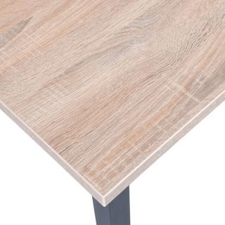 Dining table with melamine top Fylliana in Sonoma color and metallic base, size 130*80*75