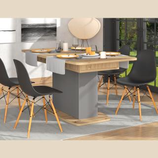 Dinner table Valencia grey graphite-artisan oak color-grey mat foil 160x91,5x78cm