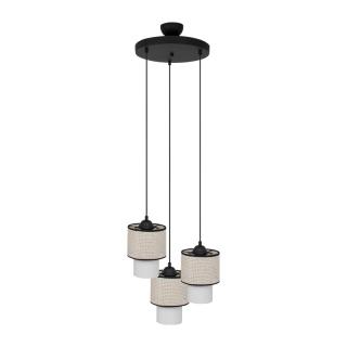 Round Lighting with 3 lamps Fylliana Sonal with beige double shades, size cm