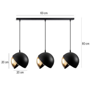 Lighting with 3 lamps Fylliana 219 in black-gold color size 60*20*80cm