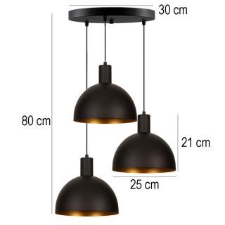 Round Lighting with 3 lamps Fylliana 226 in black color 30*80cm
