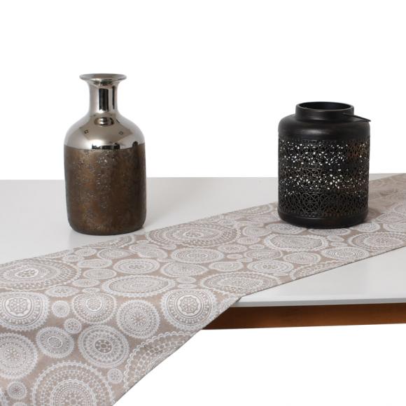 Table cover Lace in beige-white color 40*160