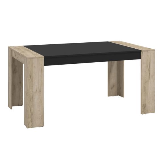 Dinner table CARRARA 154 in grey oak-black color ,size 154x90,5x74,5cm